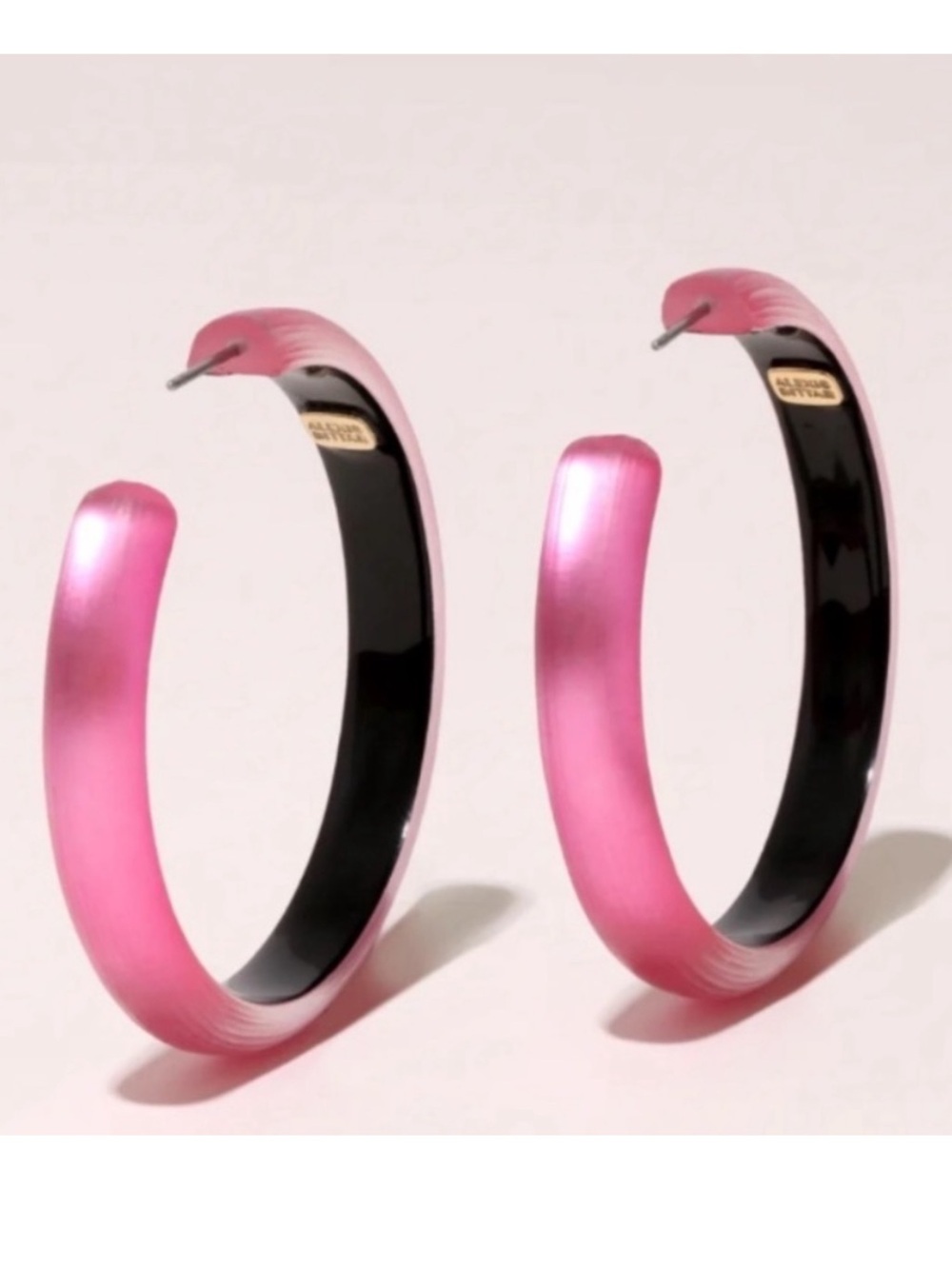 ALEXIS BITTAR • Luminous Pink Hand Carved Lightweight Lucite Hoop Earrings